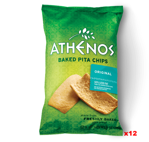 Baked Pita Chips, Original (Athenos) CASE (12 x 9 oz) Parthenon Foods