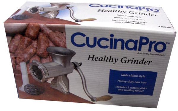 Cucinapro Meat Grinder with Tabletop Clamp and Three Cutting Disks 265-08