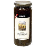Imported Grape Leaves (Krinos) 1lb jar, DR.WT. 9oz - Parthenon Foods