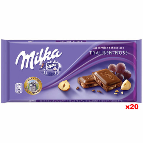Milka Milk Chocolate with Raisins and Hazelnuts CASE (20 x 100g) - Parthenon Foods