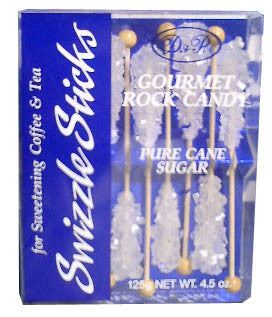 Gourmet Rock Candy Swizzle Sticks, White (DP) 125g (4.5oz) - Parthenon Foods