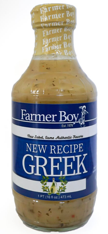 Farmer Boy Greek Dressing, House Recipe (16 oz) - Parthenon Foods