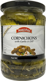 Baby Dill Pickles with Garlic - Cornichons (Marco Polo) 19.4 oz - Parthenon Foods