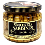 Riga Gold Smoked Sardines in Oil, 270g Jar or Old Riga - Parthenon Foods