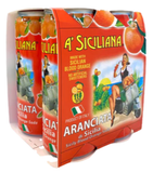 Sicilian Aranciata, Blood Orange Soda, A’ Siciliana, 4 Pack  - 4 x 330 mL (11.5 Fl Oz) Cans - Parthenon Foods