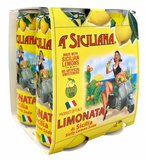 Sicilian Lemon Soda, A’ Siciliana, 4 Pack  - 4 x 330 mL (11.5 Fl Oz) Cans - Parthenon Foods