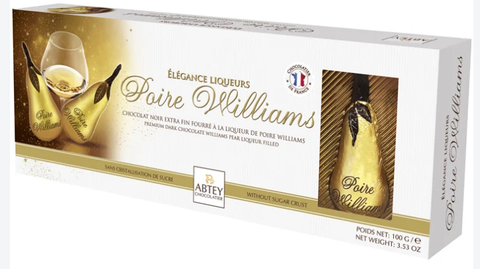 Abtey Poire Williams Brandy Filled Dark Chocolate Pears, 3.53 oz