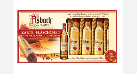 Asbach Chocolate Bottles filled with Brandy, (8 pc) 100g - Parthenon Foods