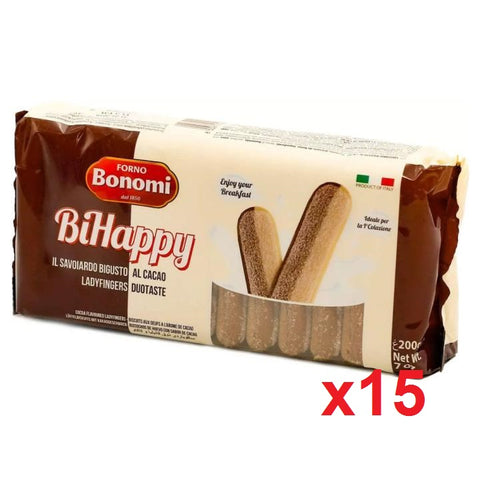 Lady Fingers with Vanilla and Cocoa (bonomi) CASE (15 x 200g) - Parthenon Foods