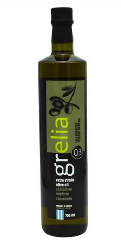 Grelia Extra Virgin Olive Oil, 750ml Glass Bottle - Parthenon Foods