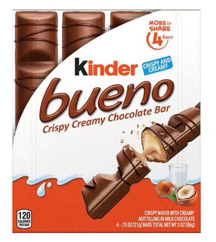 Kinder Bueno 4 Bars, 3 oz (86g) - Parthenon Foods