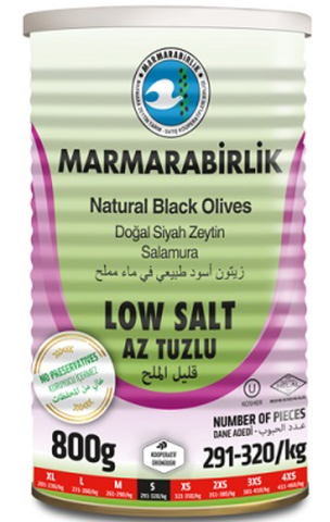 Black Olives - Less Salty (Marmarabirlik) 800g Can - Parthenon Foods