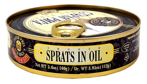 Smoked Sprats in Oil (Old Riga) 160g  UPC -5596 - Parthenon Foods