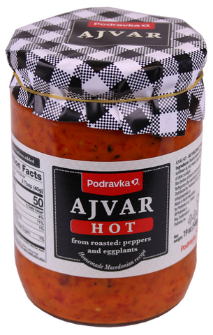 Homemade Ajvar from Roasted Peppers and Eggplants, Hot (Podravka) 540g - Parthenon Foods