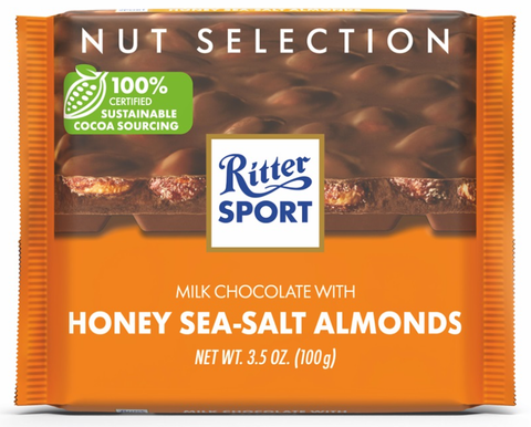 Ritter Sport Honey Salt Almond Milk Chocolate, 100g - Parthenon Foods