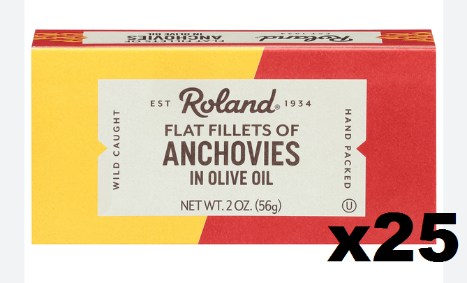 Anchovy Fillets in Olive Oil (Roland) CASE (25 x 2 oz) cans