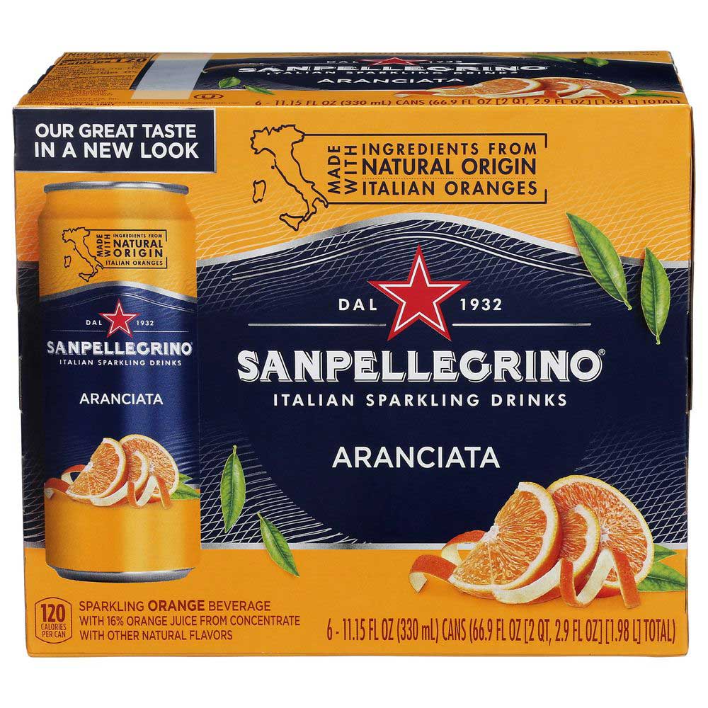 San Pellegrino Aranciata 6 pack, 11.15 oz CANS – Parthenon Foods