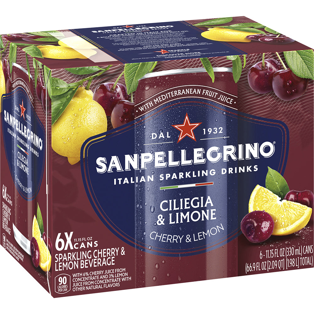 San Pellegrino Cherry & Lemon 6 pack, 11.15 oz CANS – Parthenon Foods