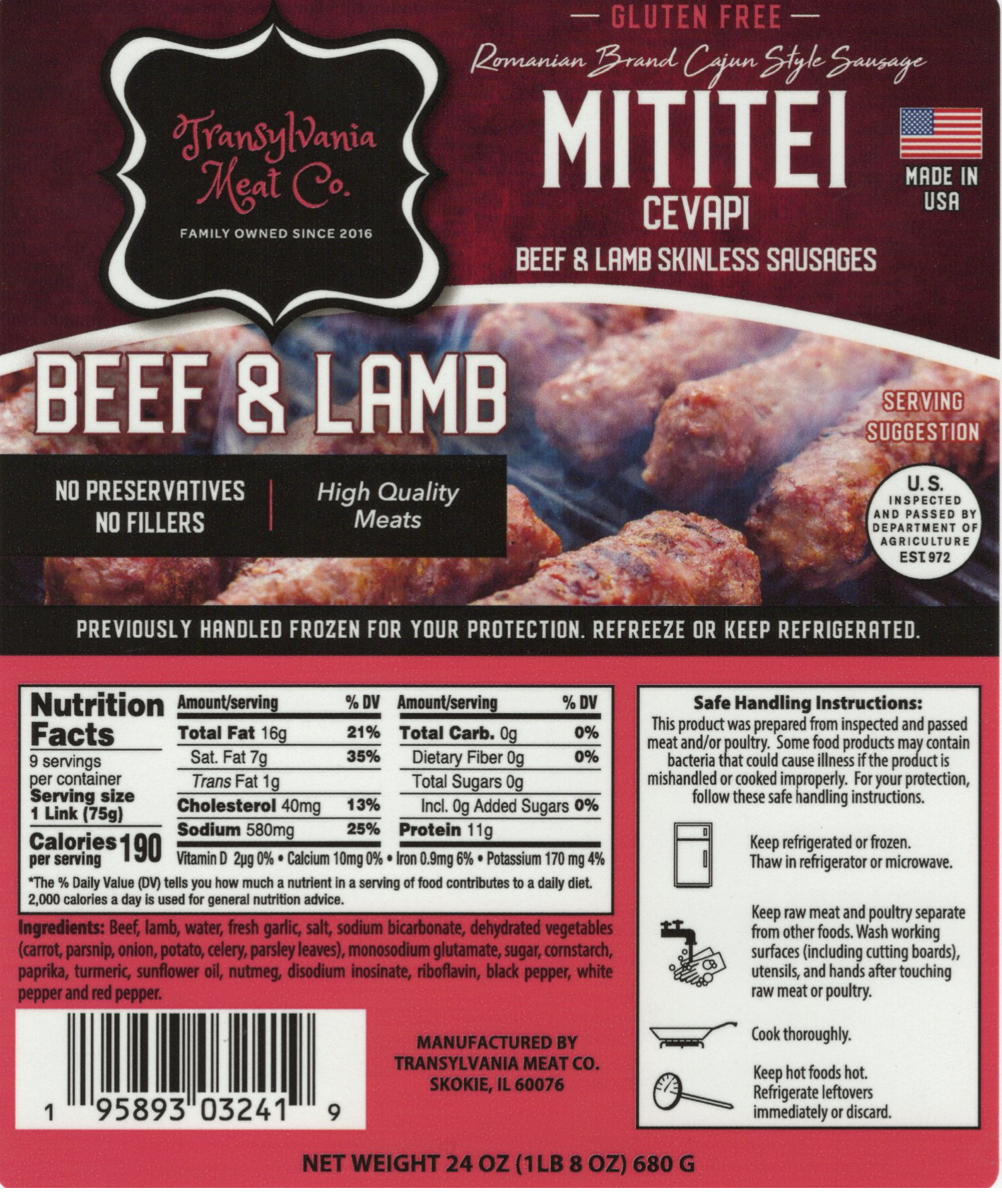 Mititei Beef And Lamb Sausages (Transylvania Meat Co.) approx. 1.5