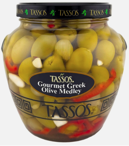 Greek Stuffed Olives Designer Glass Jar (Tassos) 1.7 L