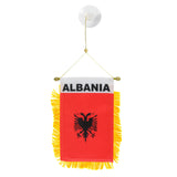 Albanian Flag with String and Suction Cup, 4x6 in. - Parthenon Foods