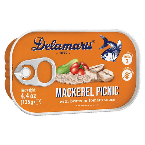Mackerel Salad Picnic with White Beans, 125g (Delamaris) - Parthenon Foods