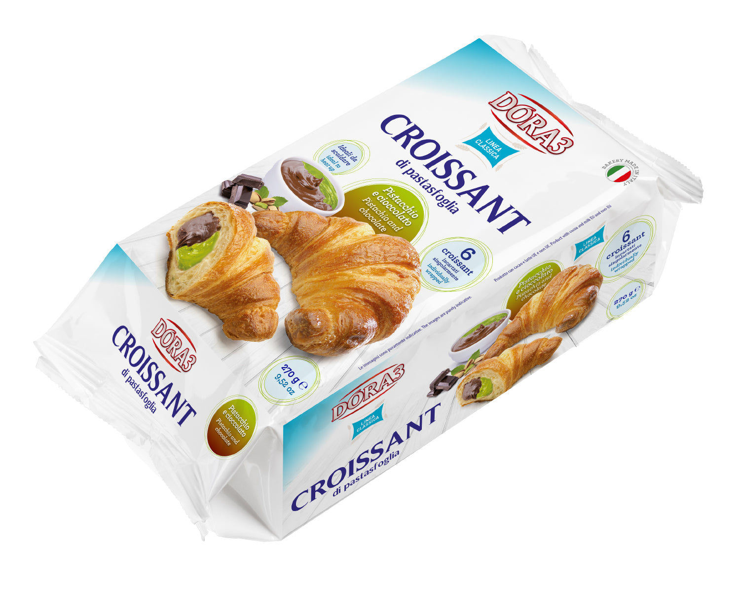 Croissants with Pistachio and Chocolate filling, 6 pieces (Dora