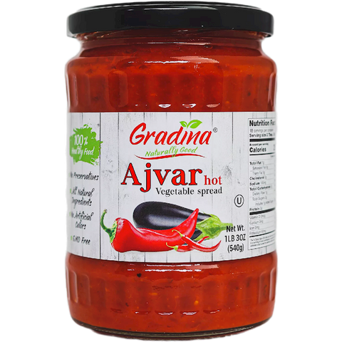 Ajvar Hot Vegetable Spread (gradina) 19.3oz - Parthenon Foods