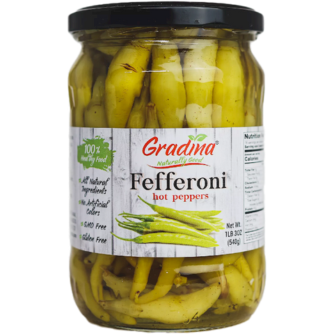 Feforoni Fefferoni, Hot Peppers (Gradina) 17 oz (490 g) – Parthenon Foods