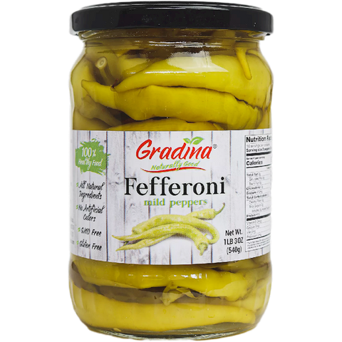 Fefferoni Mild Thin Peppers (Gradina) 19 oz (540 g) - Parthenon Foods
