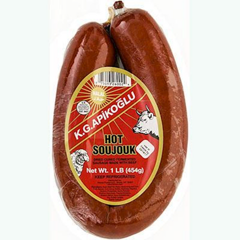 Halal HOT Soujouk, Dry Beef Sausage, (KGA) approx. 1lb - Parthenon Foods
