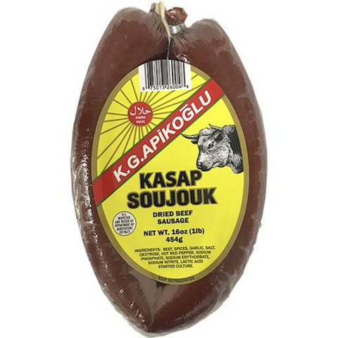 Halal Kasap Soujouk,  Dry Beef Sausage, (KGA) approx. 1lb - Parthenon Foods