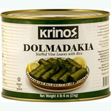Dolmadakia, Stuffed Vine Leaves with Rice (Krinos) 4 lb 6 oz (2 kg) - Parthenon Foods