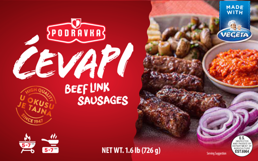 Chevapi Beef Cevapi Beef Link Sausages (Podravka) 1.6 Lbs – Parthenon Foods