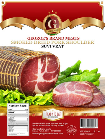 Smoked Dried Pork Shoulder, Suvi Vrat, (George's) approx. 1.3-1.6 lb - Parthenon Foods
