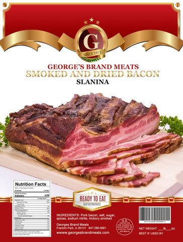 Smoked Bacon, Slanina (George's) approx. 1.2-1.4 lb - Parthenon Foods
