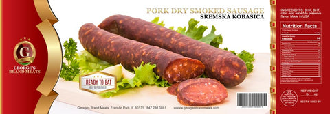 Smoked Pork Sausage, Sremska Kobasica (George's) approx. 0.8 lb - Parthenon Foods