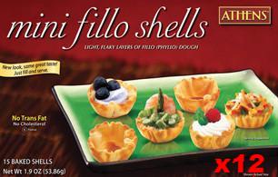 Mini Fillo Shells (Athens) CASE (12 x 1.9 oz (53.86g)) 180 Baked Shells - Parthenon Foods