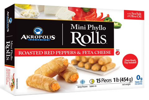 Akropolis Red Pepper and Feta Cheese Rolls 1 lb (454g) - Parthenon Foods