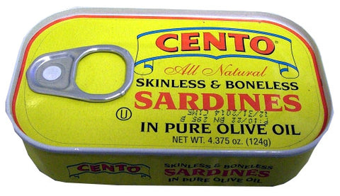 Sardines, Skinless and Boneless in Olive Oil (Cento) 124g (4.375 oz) - Parthenon Foods