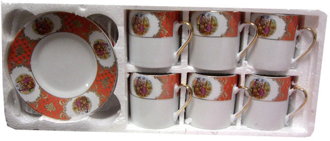 Coffee Cups and Saucers, Small, 12pc (style CF90-A ) - Parthenon Foods