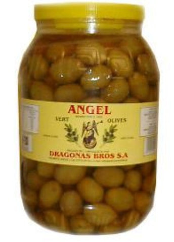 Green Olives, Cracked, Large (Angel) 2kg (4.4lb) - Parthenon Foods
