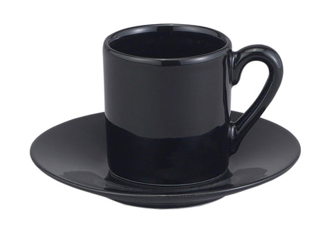 HIC Demi Cup and Saucer, Black, Set of 4 - Parthenon Foods