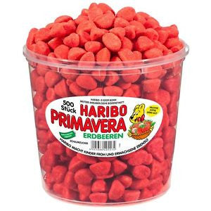 Haribo Primavera Erdbeeren (Strawberries) 500 st. Tub - Parthenon Foods