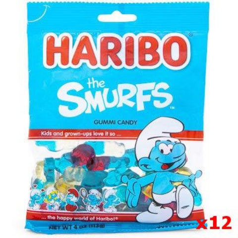 Haribo the Smurfs Gummi Candy CASE (12 x 4 oz Bags) - Parthenon Foods