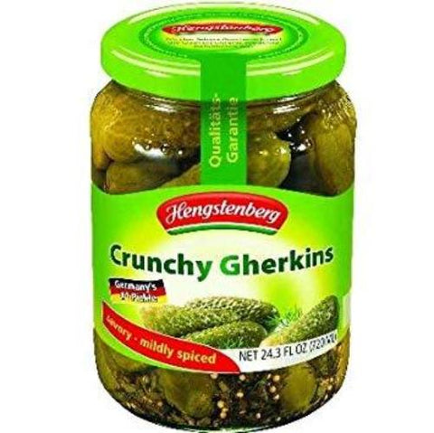 Crunchy Gherkins, German Pickles (Hengst.) 24.3oz - Parthenon Foods
