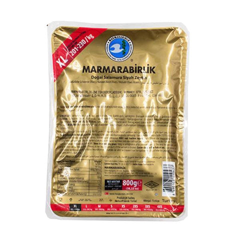 Black Olives, Mega XL (201-230/kg) (Marmarabirlik) 800g - Parthenon Foods