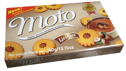 Moto Hazelnut Filled Biscuit, 360g (12.7oz) - Parthenon Foods