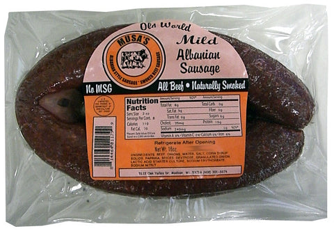 Albanian Style MILD Sausage (Musas) 16 oz (1lb) - Parthenon Foods