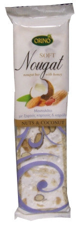 Soft Nougat with Nuts and Coconut (Orino) 70g - Parthenon Foods